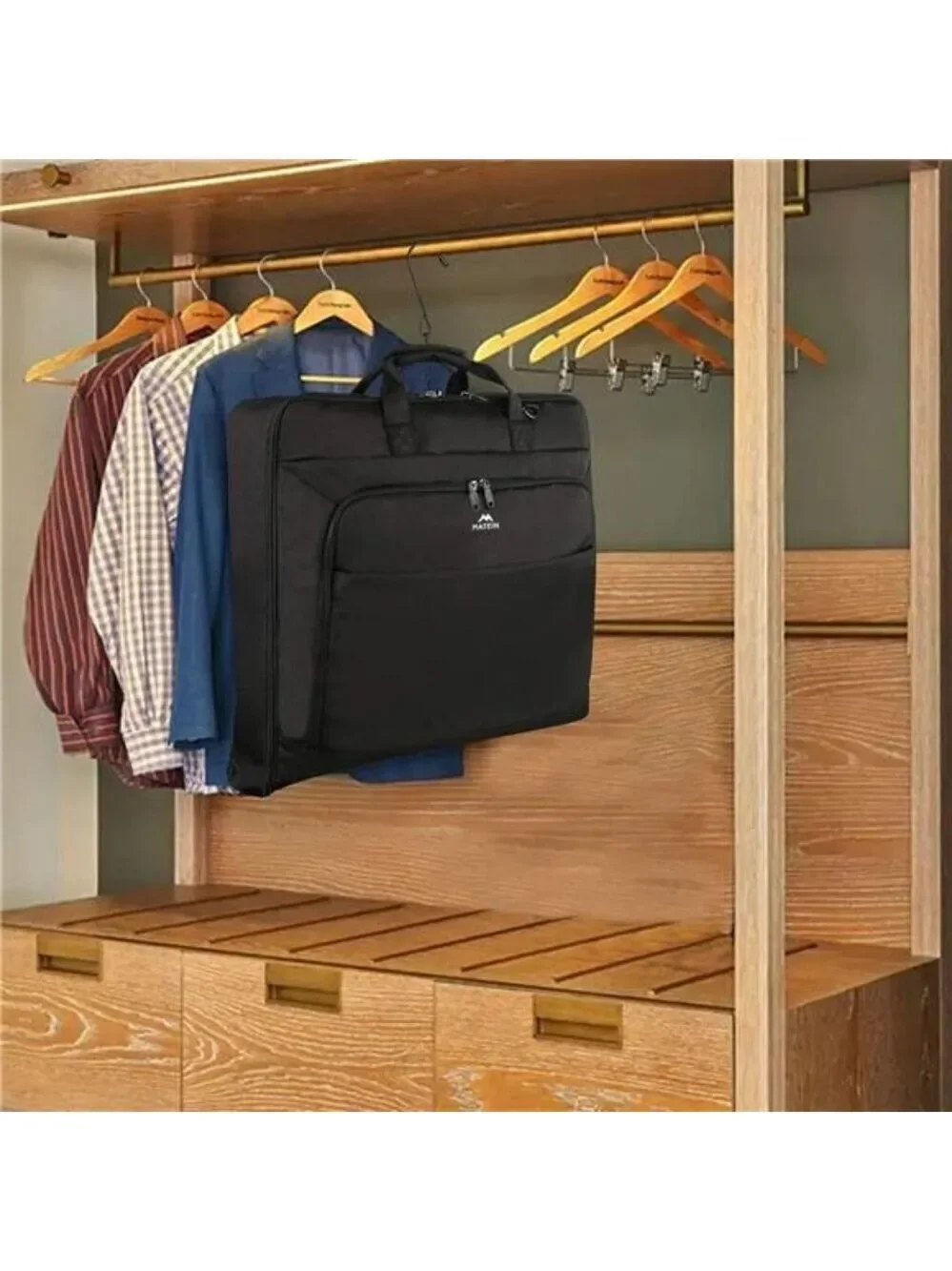 Travel Garment Bag Suit Carrier Hanging Foldable Wrinkle Free Luggage Bag Black